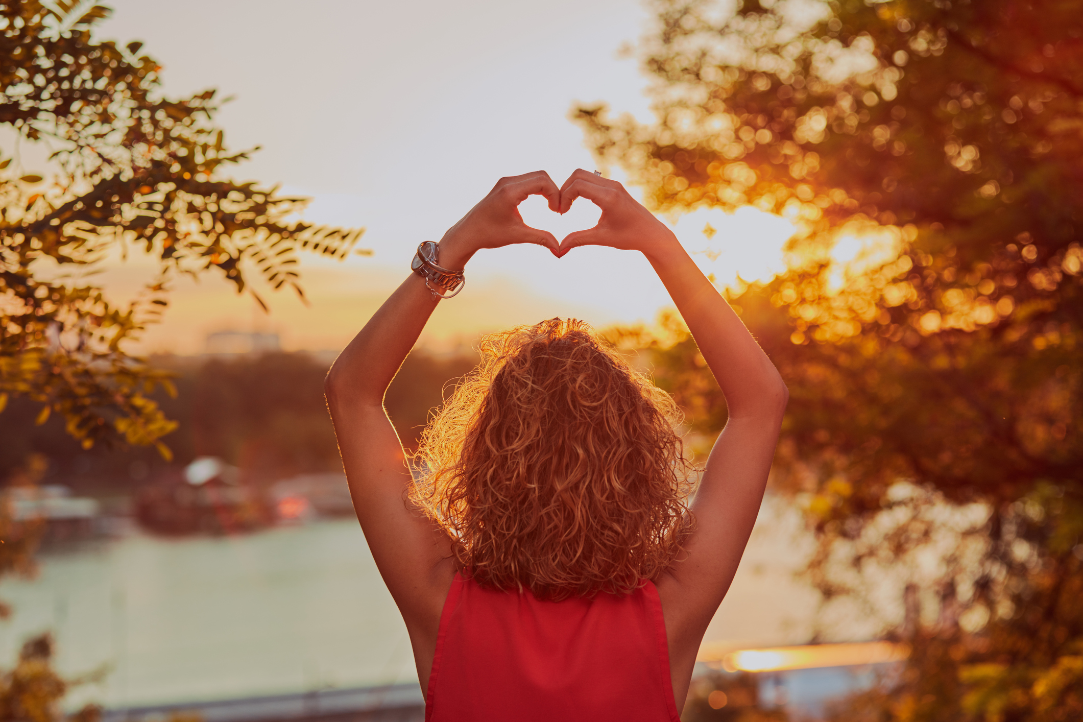 Woman making a heart with her hands