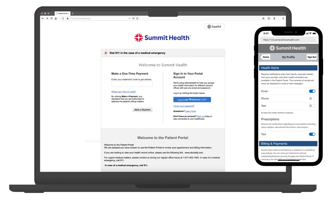 athena patient portal notification preferences screen