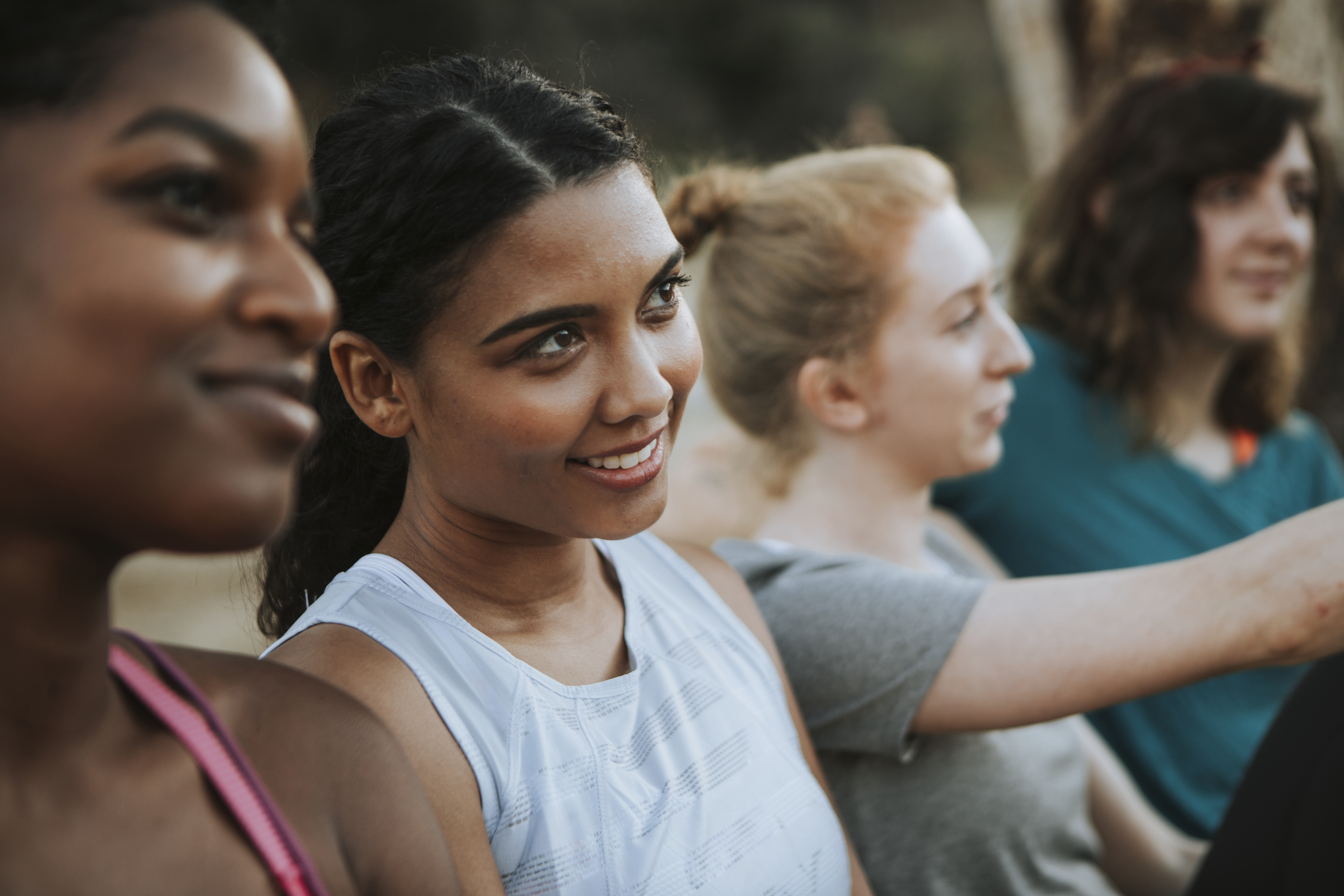 young women exercising in a group