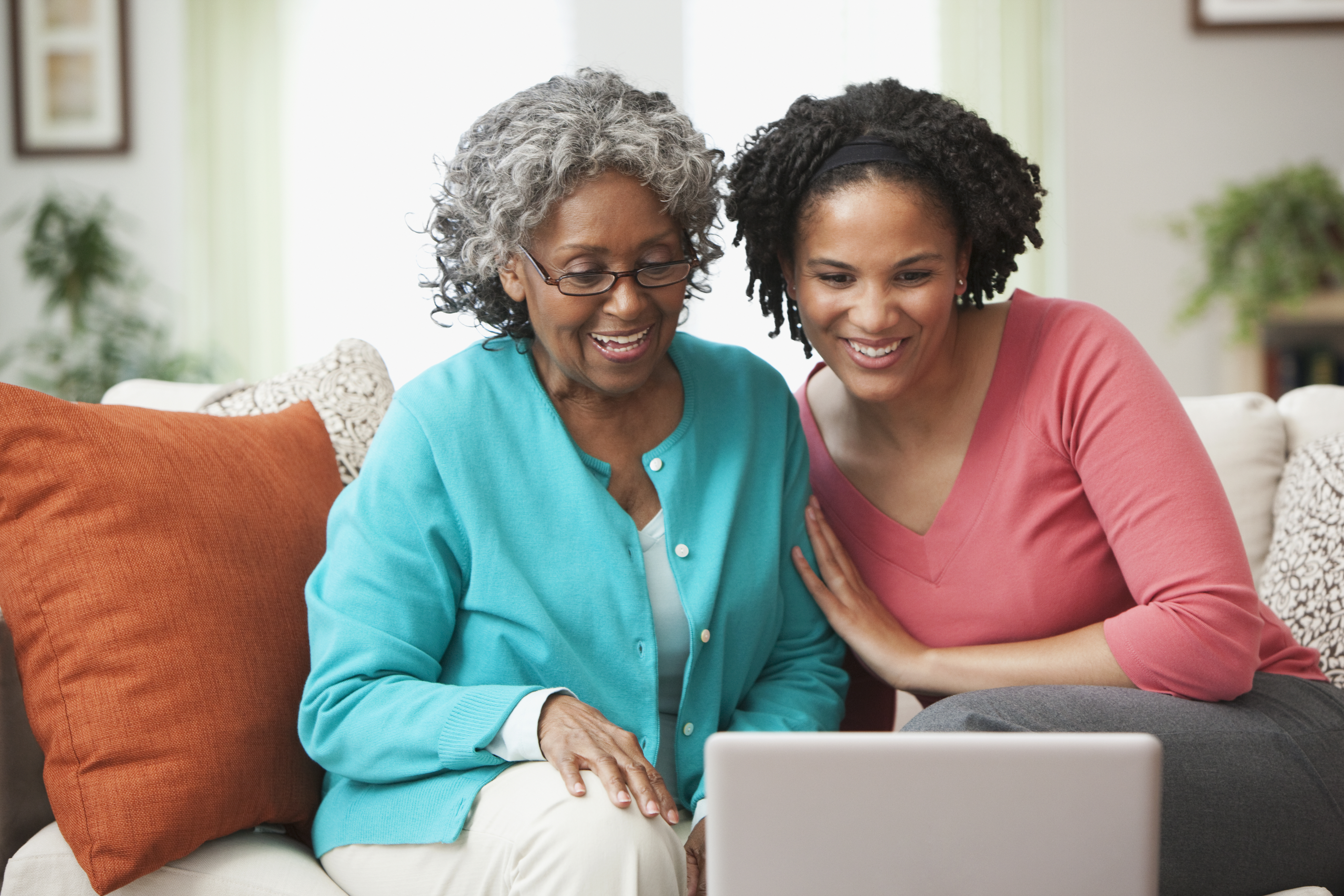 two women attending a virtual support group