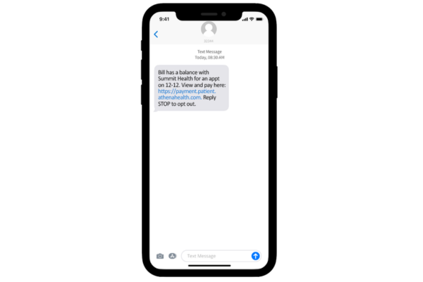athena patient portal text message