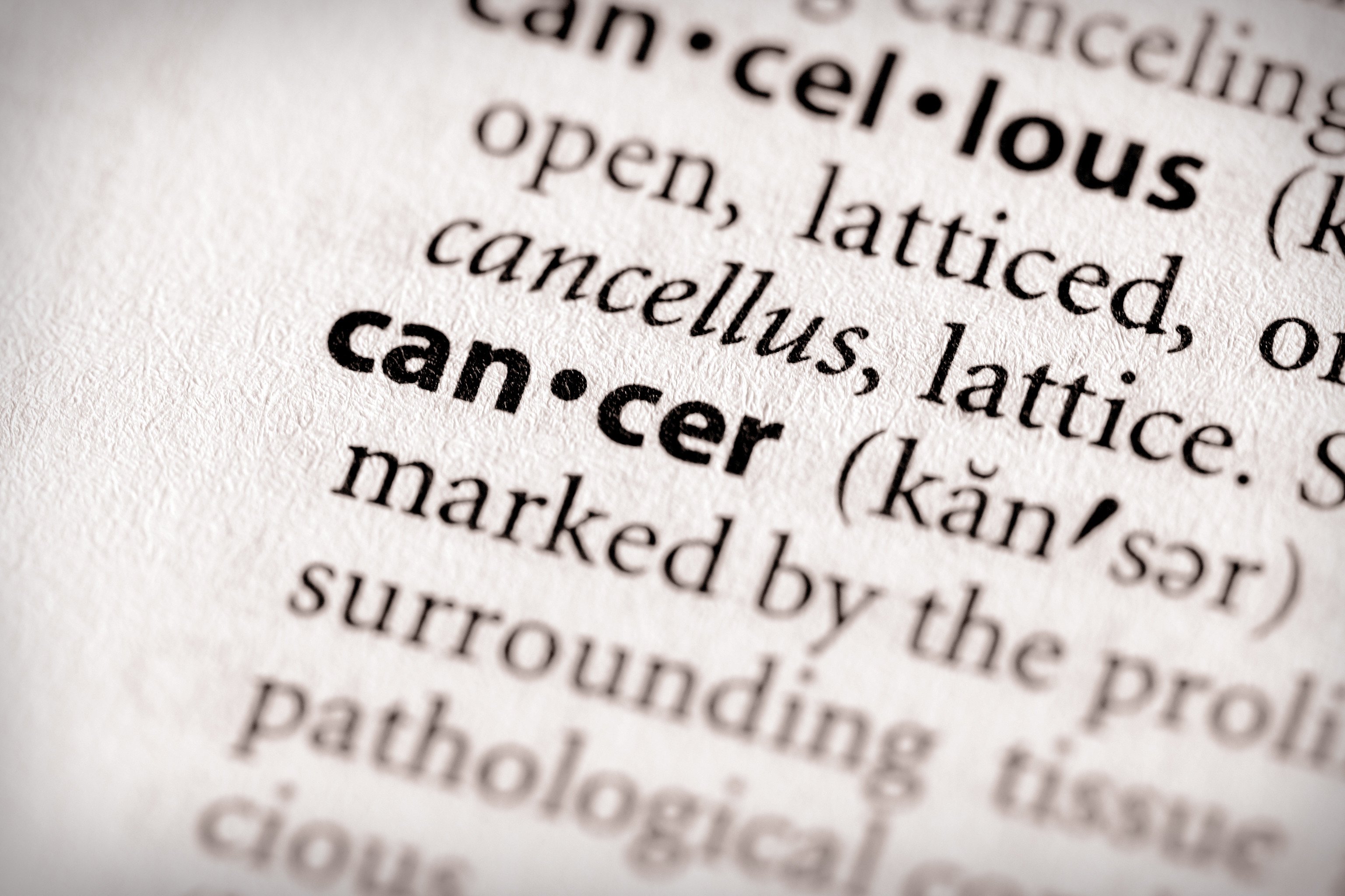 the word cancer highlighted in text