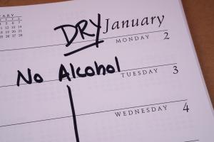 Picture of writing saying dry January, no alcohol to prevent liver disease