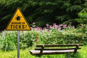 Beware of ticks sign to help prevent Lyme disease rash