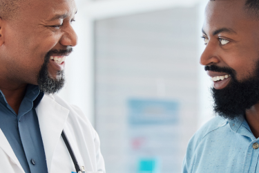 Doctor chatting with patient about next steps